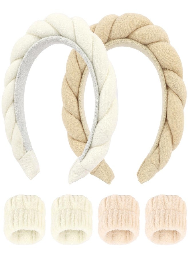 AMCAMI Spa Makeup Headband,6 Pcs Braided Skincare Face Wash Headband with Wristbands,Hair Accessories for Women Daily Face Care & Styling - Image 1